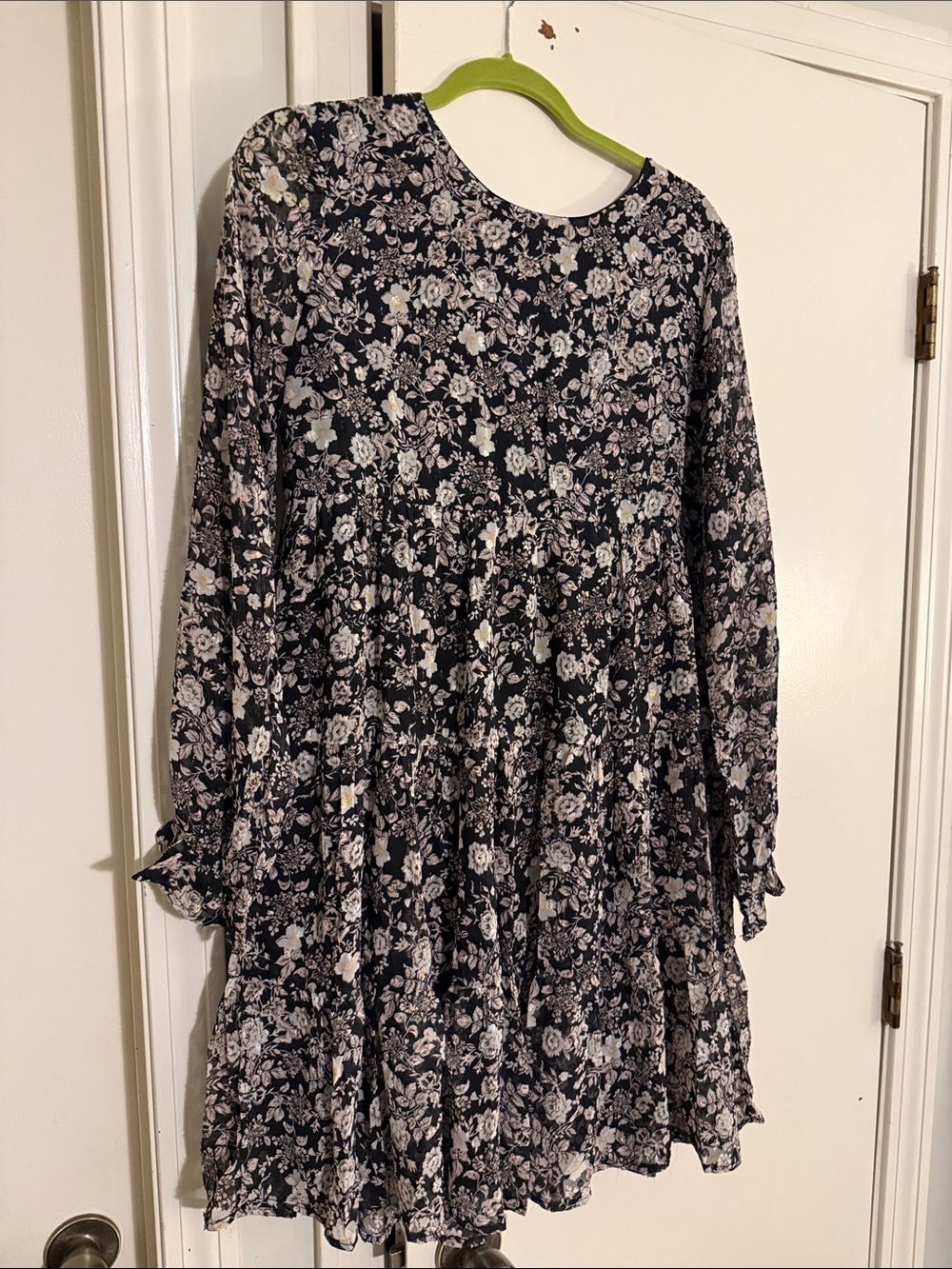 ANNA KAY Navy and White Floral Tiered Mini Dress